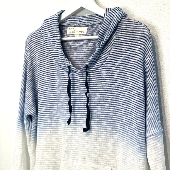 Vintage Havana Striped Ombre Pullover with Kangaroo Pocket and Hood - Picture 4 of 8